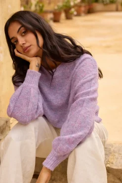 Jumpers|Long Sleeve>Fortunate One Mikale Knit Jumper Purple