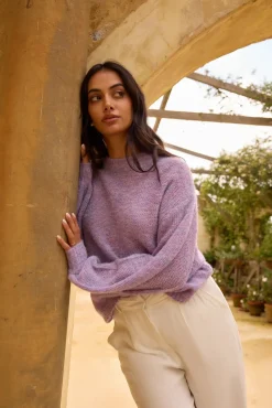 Jumpers|Long Sleeve>Fortunate One Mikale Knit Jumper Purple