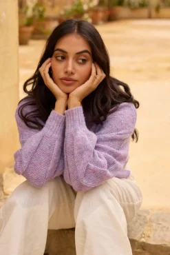 Jumpers|Long Sleeve>Fortunate One Mikale Knit Jumper Purple