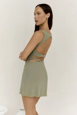 Vacation Dresses|Date Night Dresses>Hello Molly Mile End Mini Dress Khaki