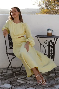 Casual Dresses|Long Sleeve Dresses>Hello Molly Miles Apart Maxi Dress Yellow