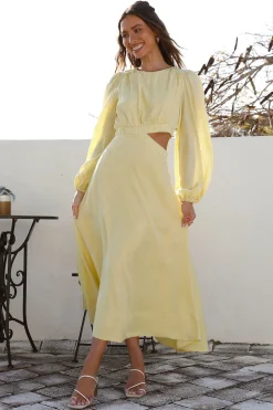 Casual Dresses|Long Sleeve Dresses>Hello Molly Miles Apart Maxi Dress Yellow