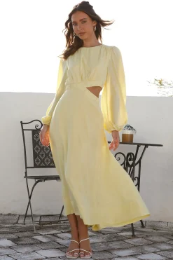 Casual Dresses|Long Sleeve Dresses>Hello Molly Miles Apart Maxi Dress Yellow