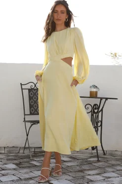 Casual Dresses|Long Sleeve Dresses>Hello Molly Miles Apart Maxi Dress Yellow