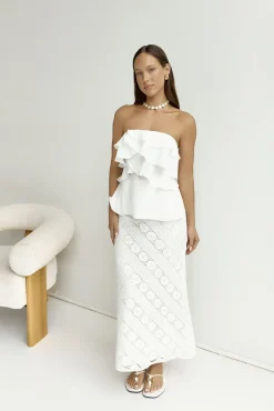 Strapless|Cropped>Hello Molly Miles Of Style Strapless Top White