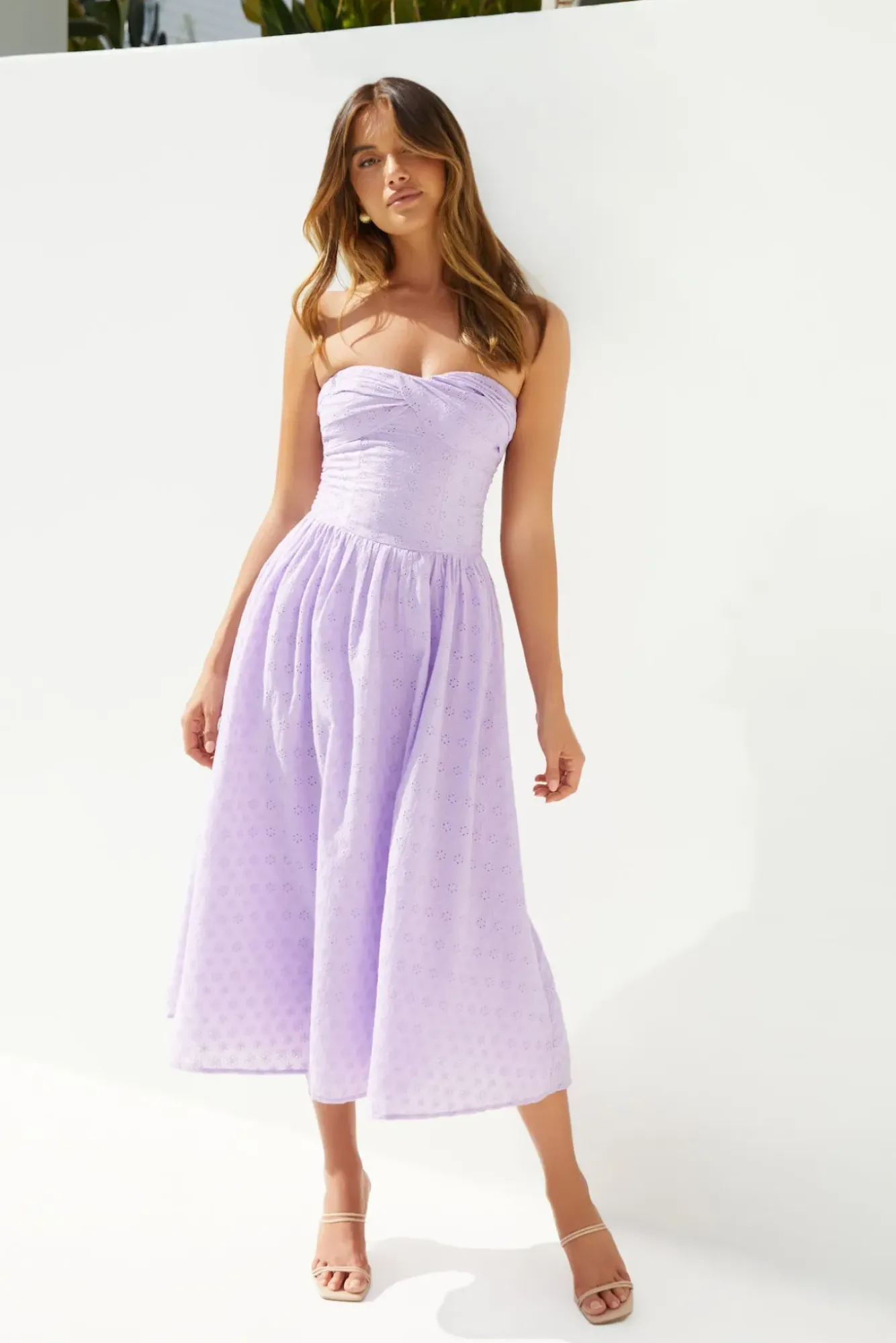 Formal Dresses|Vacation Dresses>Hello Molly Mimi Moments Strapless Maxi Dress Lilac