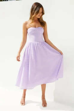 Formal Dresses|Vacation Dresses>Hello Molly Mimi Moments Strapless Maxi Dress Lilac