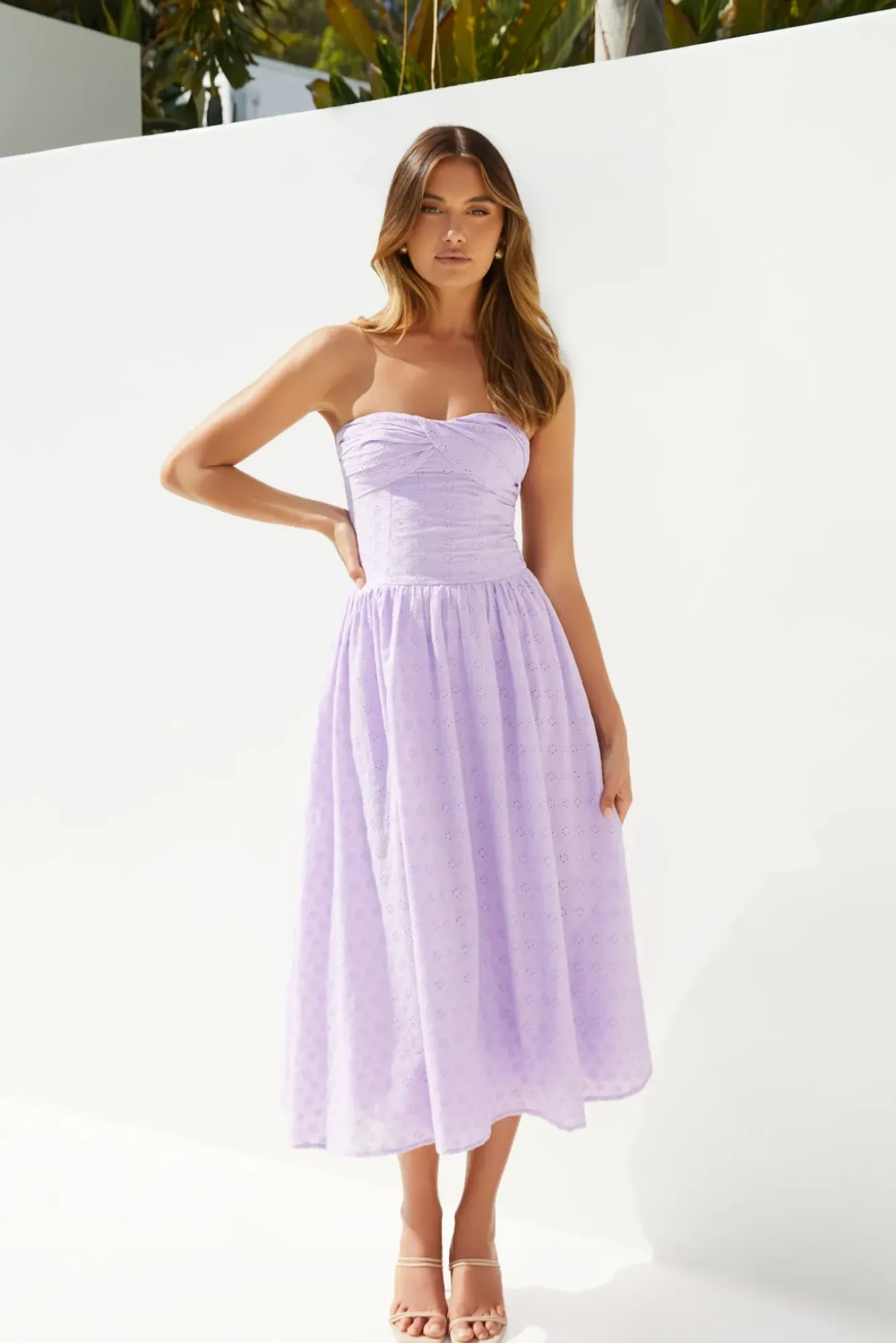 Formal Dresses|Vacation Dresses>Hello Molly Mimi Moments Strapless Maxi Dress Lilac
