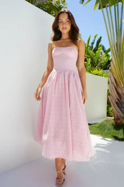 Maxi Dresses>Hello Molly Mimi Moments Strapless Maxi Dress Pink