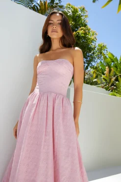Maxi Dresses>Hello Molly Mimi Moments Strapless Maxi Dress Pink