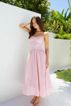 Maxi Dresses>Hello Molly Mimi Moments Strapless Maxi Dress Pink