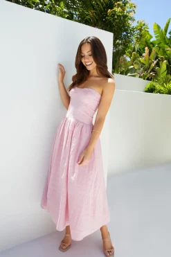 Maxi Dresses>Hello Molly Mimi Moments Strapless Maxi Dress Pink