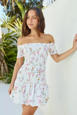 Spring Break Dresses|Brunch Dresses>Hello Molly Mimi Off Shoulder Mini Dress Beige