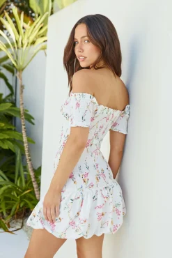 Spring Break Dresses|Brunch Dresses>Hello Molly Mimi Off Shoulder Mini Dress Beige