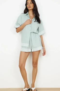 Two-Piece Shorts Set>Hello Molly Mint Mojito Set Sage