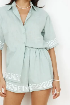Two-Piece Shorts Set>Hello Molly Mint Mojito Set Sage
