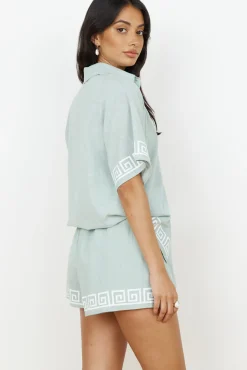Two-Piece Shorts Set>Hello Molly Mint Mojito Set Sage