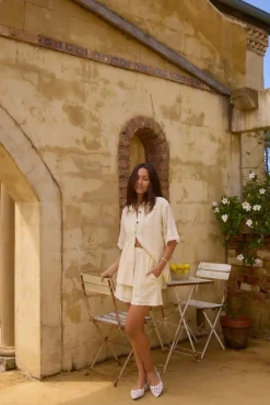 Cropped|Two-Piece Shorts Set>Hello Molly Misty Harbour Shirt White