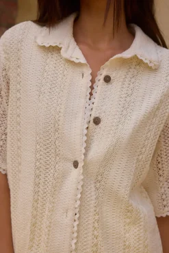 Cropped|Two-Piece Shorts Set>Hello Molly Misty Harbour Shirt White