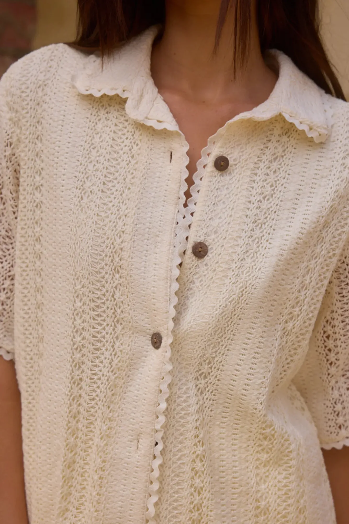 Cropped|Two-Piece Shorts Set>Hello Molly Misty Harbour Shirt White