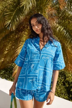 Two-Piece Shorts Set>Hello Molly Mi Vida Set Blue