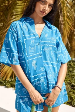 Two-Piece Shorts Set>Hello Molly Mi Vida Set Blue