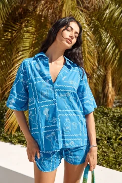 Two-Piece Shorts Set>Hello Molly Mi Vida Set Blue