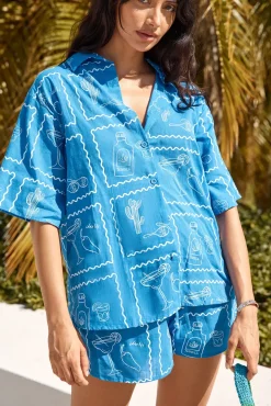 Two-Piece Shorts Set>Hello Molly Mi Vida Set Blue