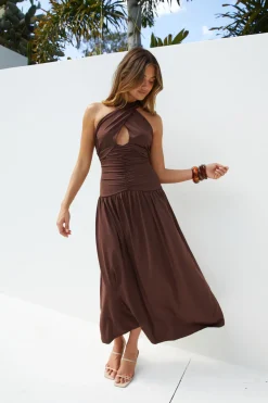 Wedding Guest Dresses|Date Night Dresses>Hello Molly Mocha Moments Maxi Dress Brown