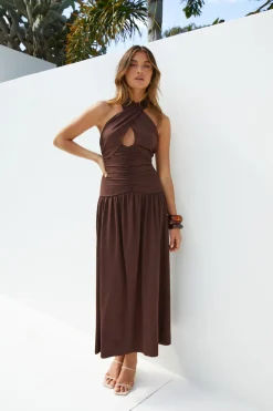 Wedding Guest Dresses|Date Night Dresses>Hello Molly Mocha Moments Maxi Dress Brown