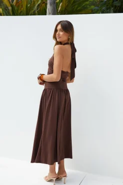 Wedding Guest Dresses|Date Night Dresses>Hello Molly Mocha Moments Maxi Dress Brown