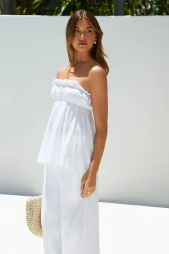 Strapless|Cropped>Hello Molly Mollie Miles Strapless Top White
