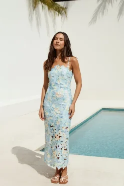 Formal Dresses|Cocktail Dresses>Hello Molly Molly Lynette Floral Maxi Dress Blue