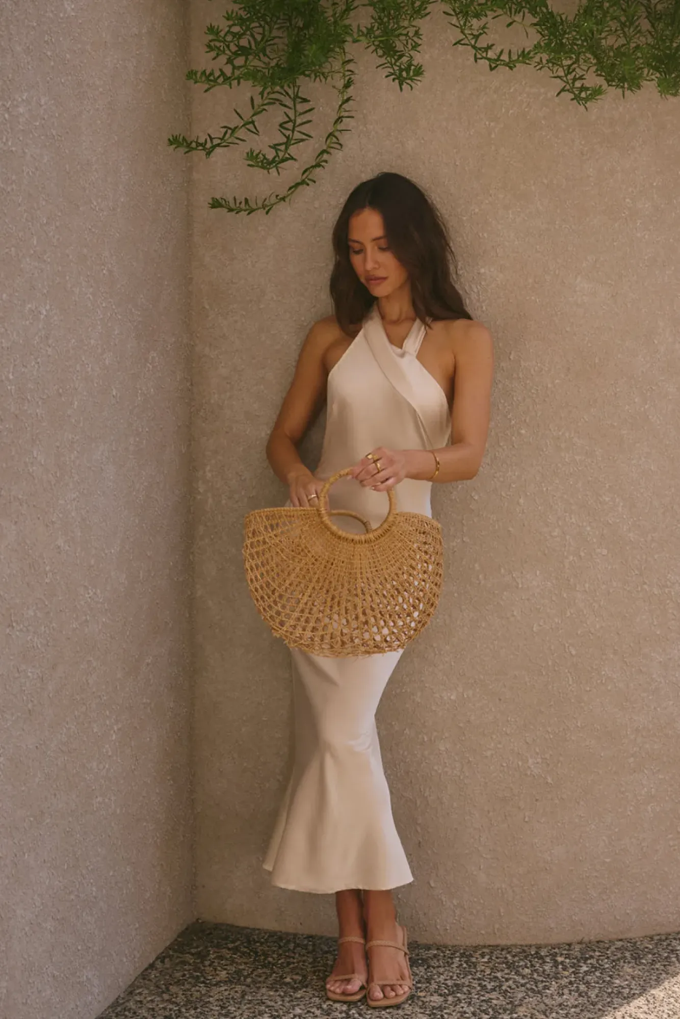 Formal Dresses|Cocktail Dresses>Hello Molly Moment Of Romance Satin Maxi Dress Cream