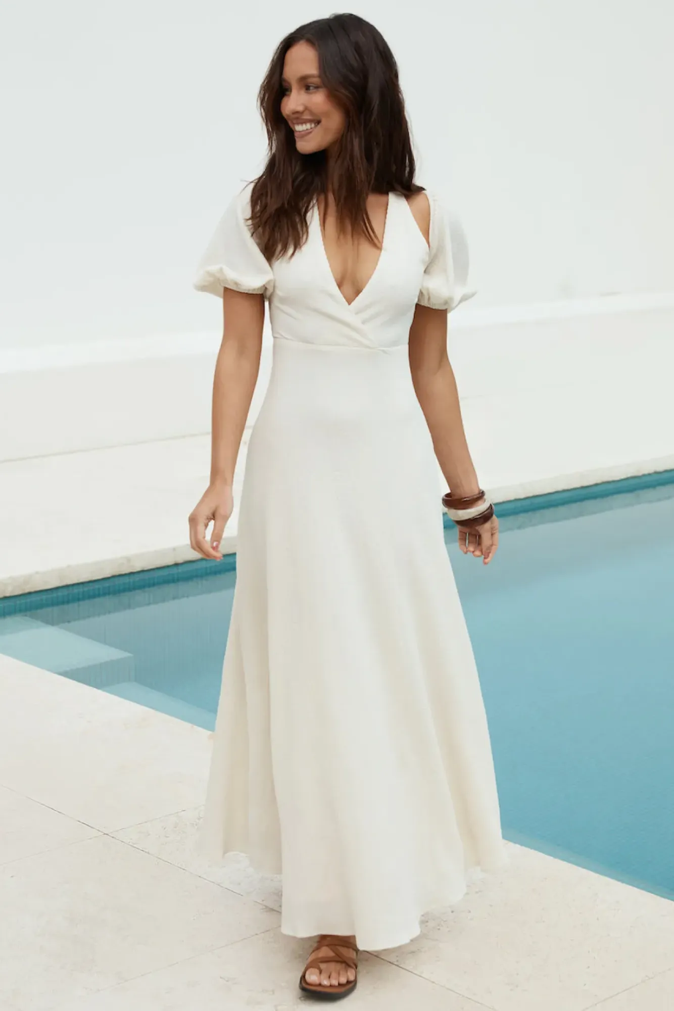 Vacation Dresses|Brunch Dresses>Hello Molly Moments Of Magic Maxi Dress Cream