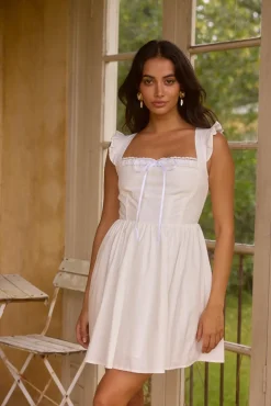 Vacation Dresses|Brunch Dresses>Hello Molly Moonflower Melodies Mini Dress White