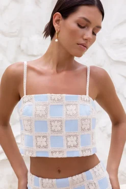 Cropped|Skirt And Top Sets>Hello Molly Moonlight Bay Crop Top Blue