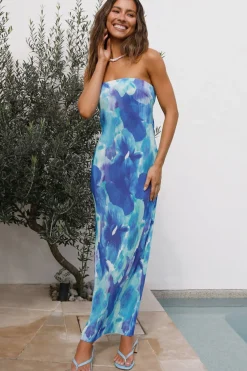 Vacation Dresses|Spring Break Dresses>Hello Molly Moonlight Bloom Midi Dress Blue