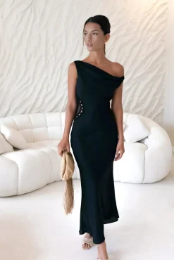 Wedding Guest Dresses|Vacation Dresses>Hello Molly Moonlight Dancer Off Shoulder Maxi Dress Black
