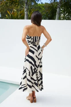 Vacation Dresses|Brunch Dresses>Hello Molly Moonlit Escape Strapless Midi Dress Multi