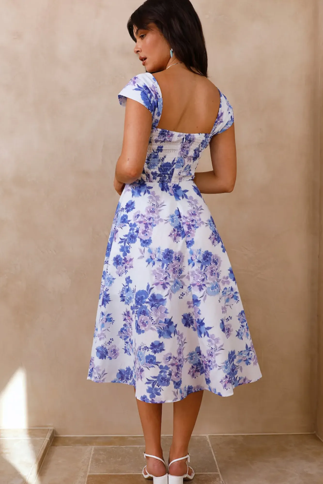 Vacation Dresses|Spring Break Dresses>Hello Molly Moon Orchids Midi Dress Blue