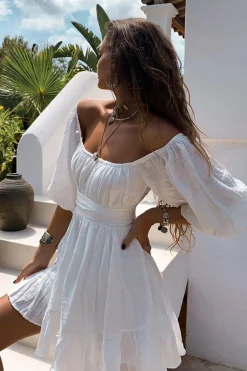Spring Break Dresses|Bump Friendly>Hello Molly Moonstone Dress White