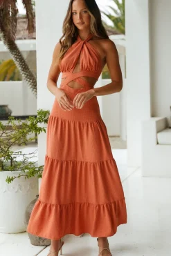 Bridesmaid Dresses|Vacation Dresses>Hello Molly Morning Dew Maxi Dress Rust
