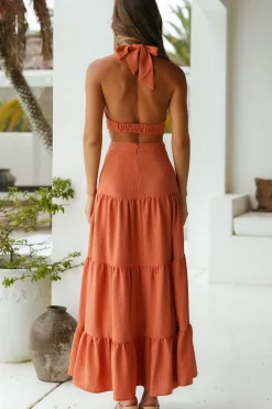 Bridesmaid Dresses|Vacation Dresses>Hello Molly Morning Dew Maxi Dress Rust