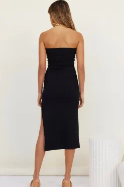 Knit Dresses|Strapless Dresses>Hello Molly Morning Sun Maxi Dress Black