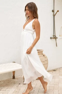 Spring Break Dresses|Bump Friendly>Hello Molly Morning Sun Maxi Dress White