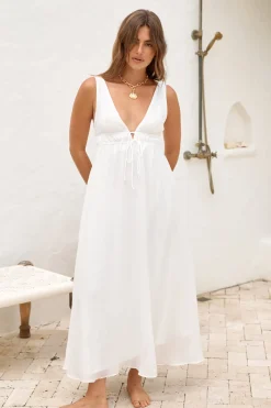 Spring Break Dresses|Bump Friendly>Hello Molly Morning Sun Maxi Dress White