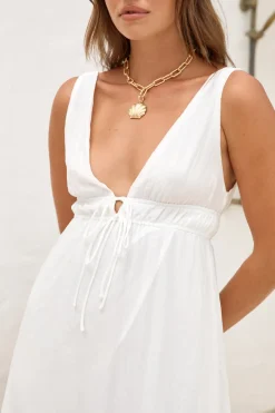 Spring Break Dresses|Bump Friendly>Hello Molly Morning Sun Maxi Dress White
