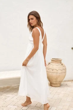Spring Break Dresses|Bump Friendly>Hello Molly Morning Sun Maxi Dress White