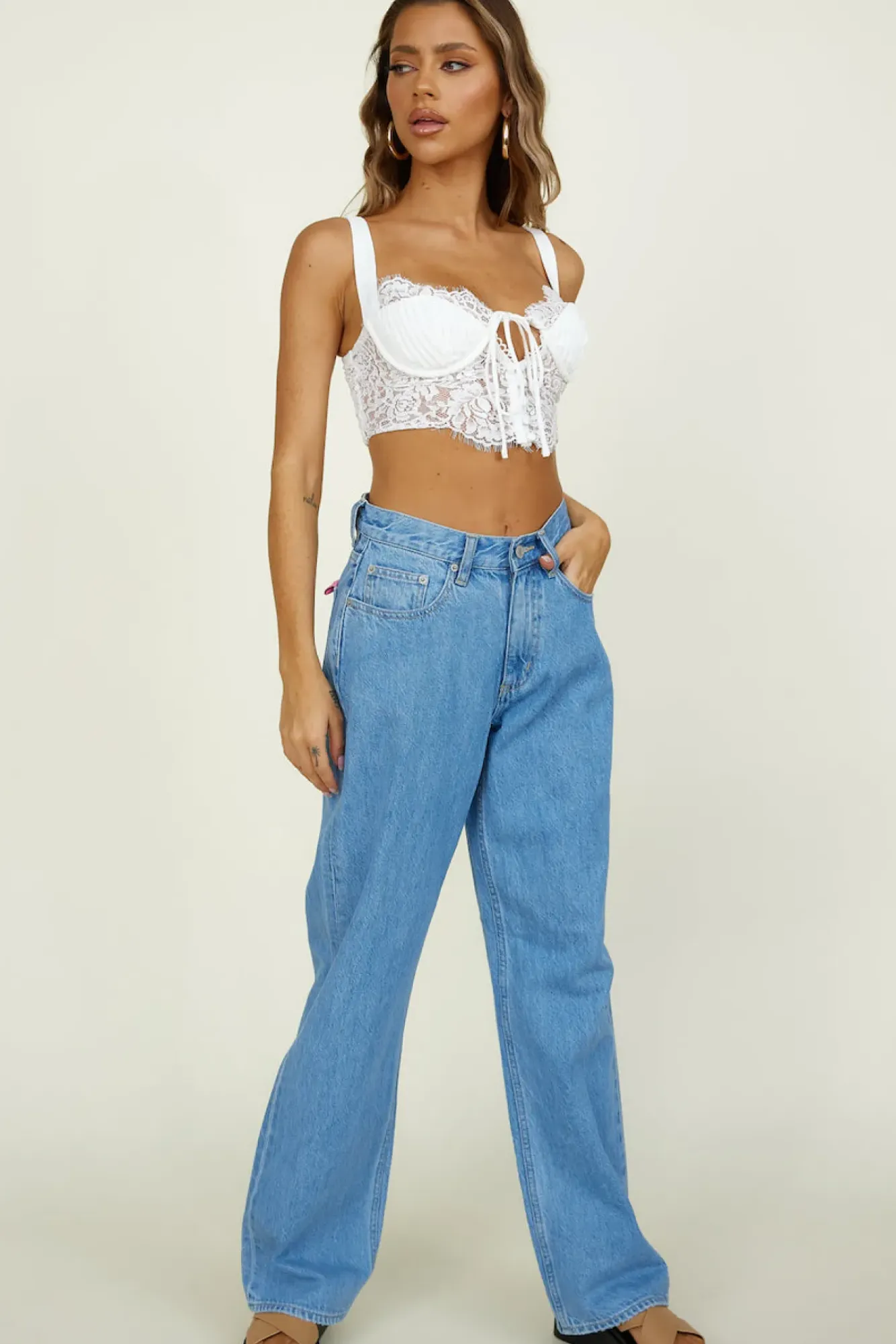 Cropped>Hello Molly Move With Grace Crop Top White